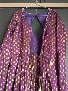 Purple &amp; Gold Anarkali Dress