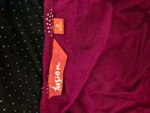 Foil Print Asymmetric A-line Wine Colour Kurti