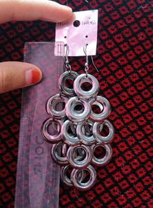 Trendy Silver Ring Chain Chandelier Earrings