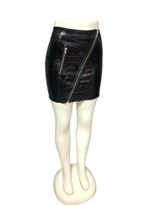 Sexy Mini Skirt Chic Black Faux Leather