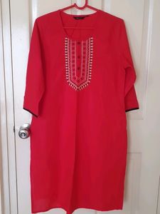 Red Straight Kurta