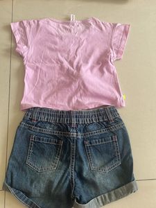 Top with Denim Shorts