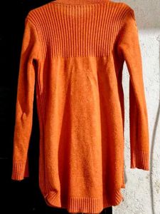 Orange Knit Sweater Dress