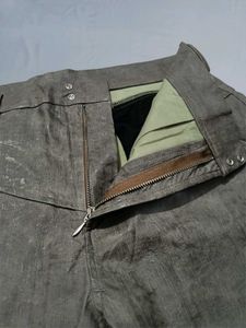 Gray Leather Textured Mens Portugese Pants