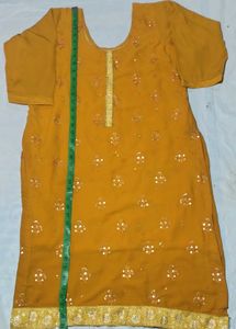 Orange Dark Patyali Suit Silk