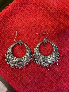 Statement Earrings: Silver &amp; Red Accents