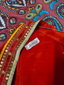Laxmipati Women&#39;s Chiffon Saree red ♥️