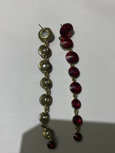 Red Gemstone Dangle Earrings