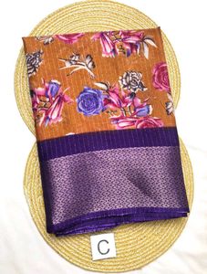 Floral Print Saree Dola Silk