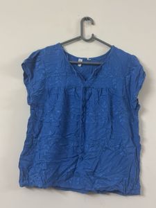 Blue Embroidered Top