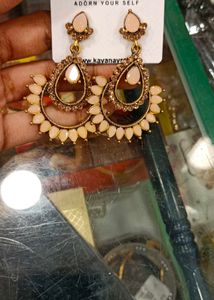 Red Beaded Dangle Earrings