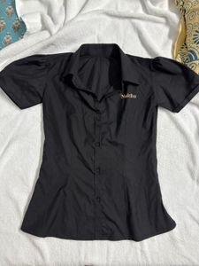 Black Embroidered Puff Sleeve Top