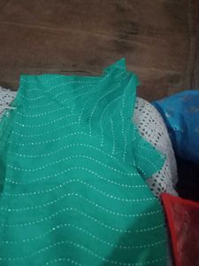 Emerald Green Sequin Scarf.Saree