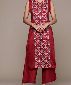 Printed Panelled Kurta With Palazzo Women