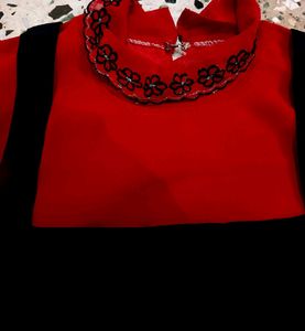 Beautiful Red And Black Suit, Cute Look, For 13 14 Year Girls, Fixed Price No Bargain Pls😊