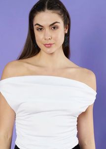 white half shoulder top