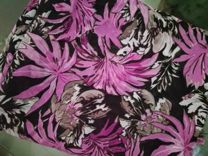 Beautiful Brown And Pink Floral Printed Saree
