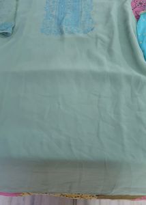 Light Sky Kurti With Dupatta
