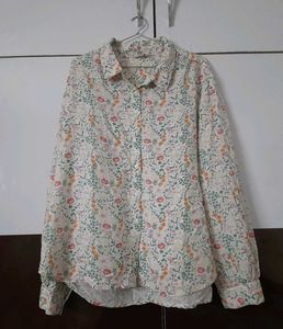 Plus Size White Floral Shirt