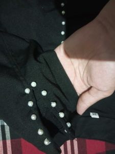 A Black Colour Pearls Mini Top