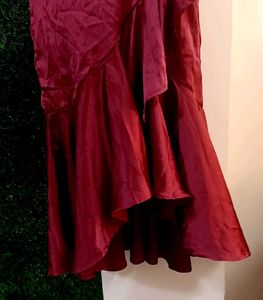 Elegant Maroon Ruffled Dress