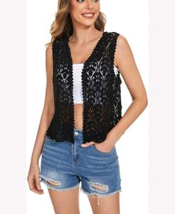 Black Sleeveless Crochet Vest B