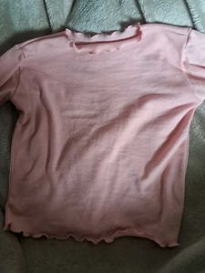 Pink Ribbed Quarter Sleeve Top