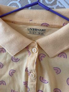 Cute Yellow Rainbow Polo Top For girls