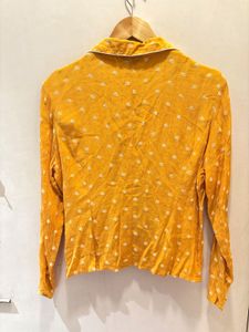Vintage Mustard Button-Down Top