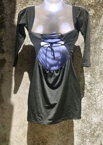 Black Lace Back Mini Dress