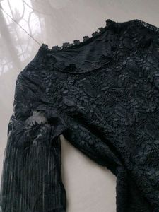 Korean Lace Balloon Sleeve Mini Dress