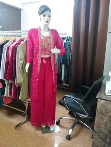 Party Wear Choli Plazzo Shrug Set
