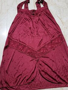 Vintage Burgundy Lace Trim Slip nighty
