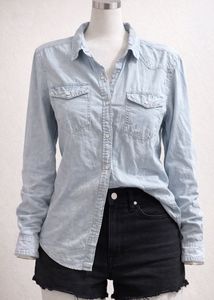 Light Wash Denim Button-Down Shirt
