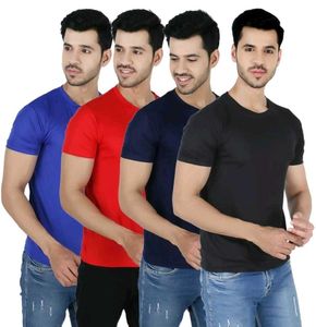 Men Solid Round Neck T shirt Pack of 4