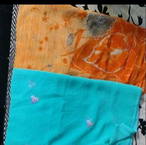 Orange Floral Dupatta