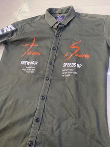 Trendy Olive Green Printed Shirt