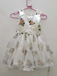 Little Diva White Floral Kids Party Frock