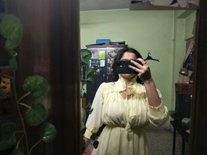 LimeGreen/Yellow Georgette Dress W Romantic Ruffle