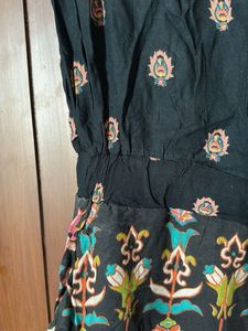 Black Printed Cotton Jump Suit