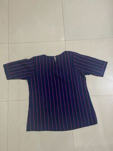 Striped Short Sleeve Blouse