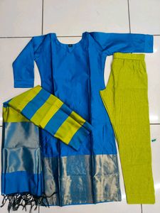 Elegant Blue Kurta Set with Dhupata 💫