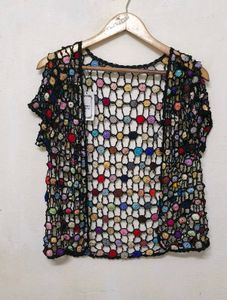 Trendy New  Crochet Colorful Cardigan