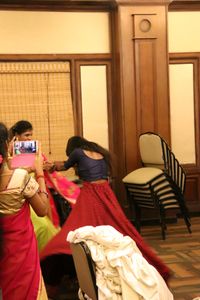 Maroon and Navy Blue Heavy Flared Lehenga.