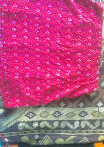 Red Printed Mini Skirt