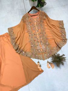 Kurta cum  Shrug and Plazoo Set