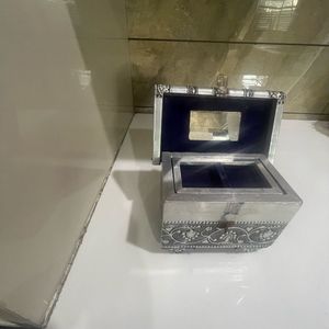 Vintage Silver Tone Jewelry Box