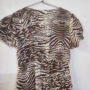 Brown Zebra Print Mini Dress