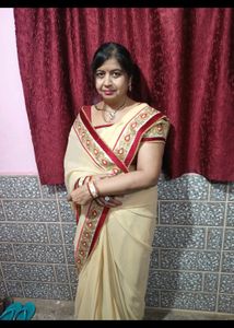 Designer Saree....in Cream Colour With Marron Boar