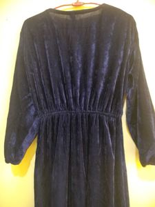 Elegant Blue Velvet Dress